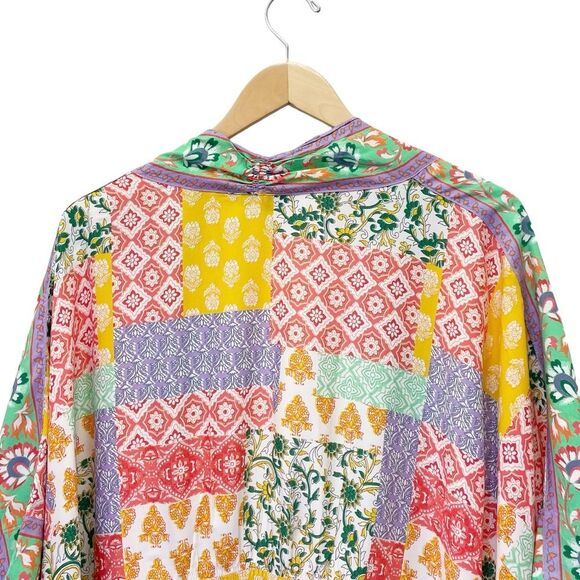Tolani Collection Raelyn Patchwork Boho Kimono Swim CoverUp Size LP Large Petite - Picture 8 of 13